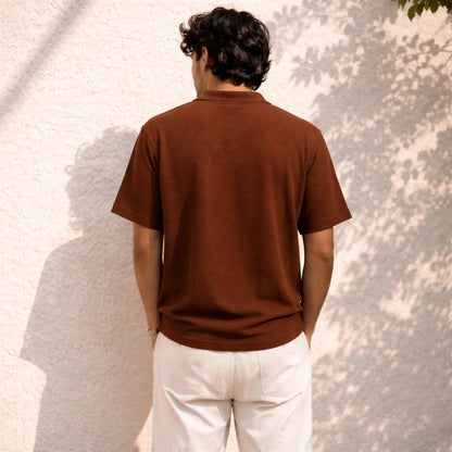 MochaHaven Textured Pocket Polo