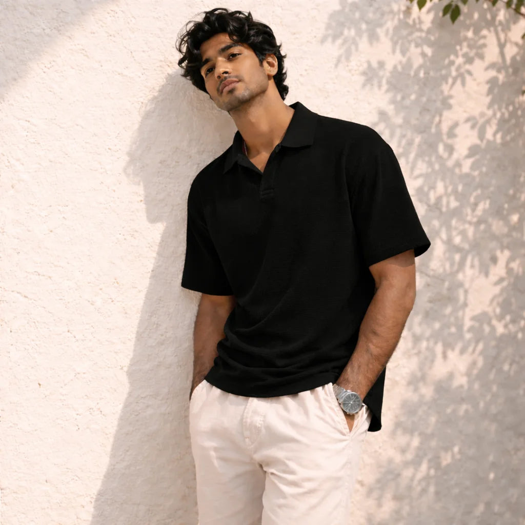 TerraRust Textured Knit Polo
