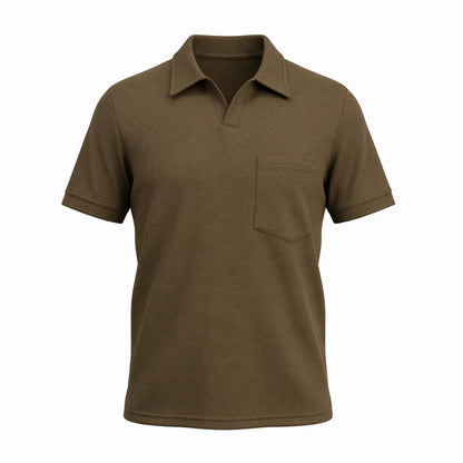 MochaHaven Textured Pocket Polo