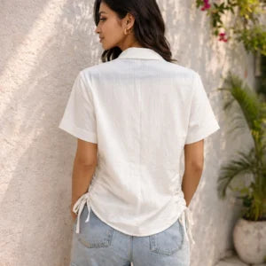 Ivory Breeze Ruched Summer Shirt
