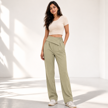 LuxeWrap Straight Fit Trousers