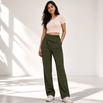 LuxeWrap Straight Fit Trousers