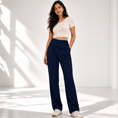 LuxeWrap Straight Fit Trousers