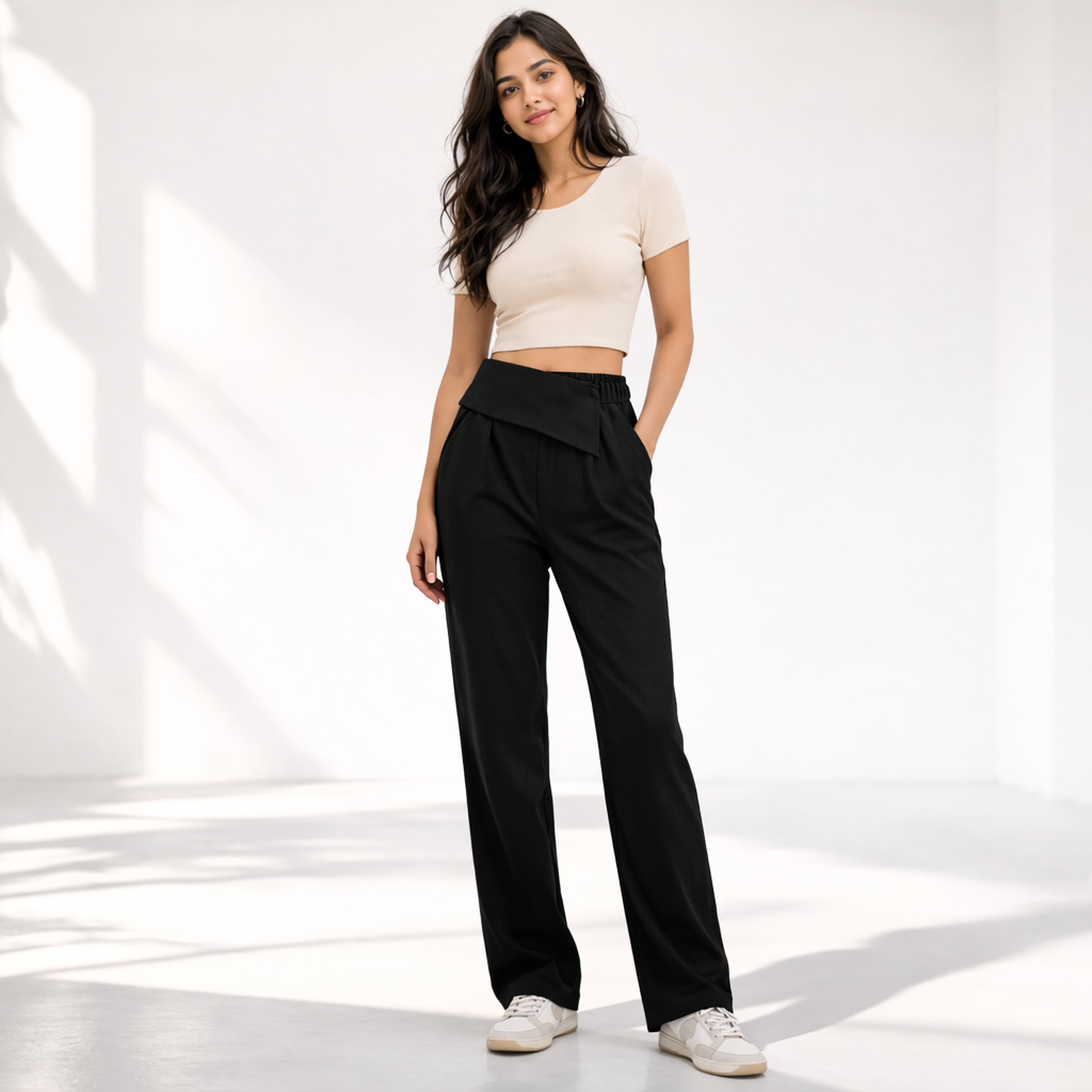 LuxeWrap Straight Fit Trousers