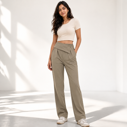 LuxeWrap Straight Fit Trousers