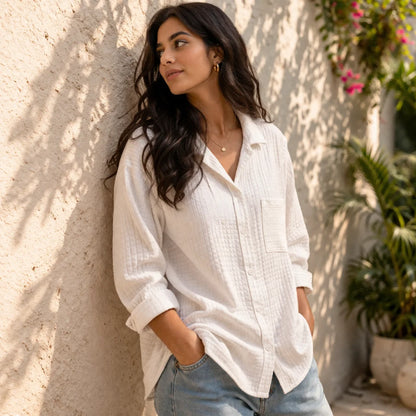 Ivory Grid Luxe Shirt