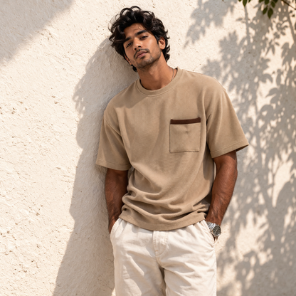 Sand Drift Textured Pocket Tee