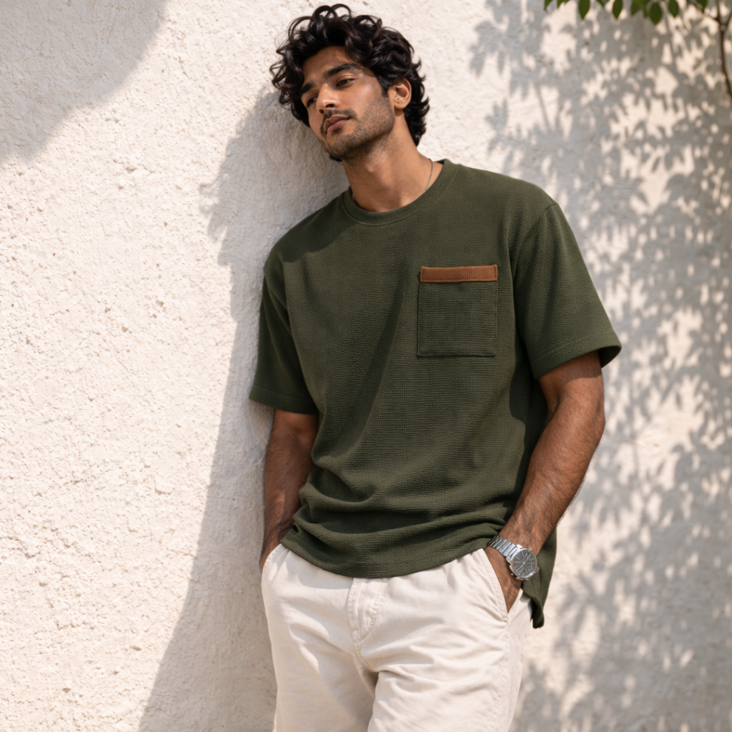 Sand Drift Textured Pocket Tee